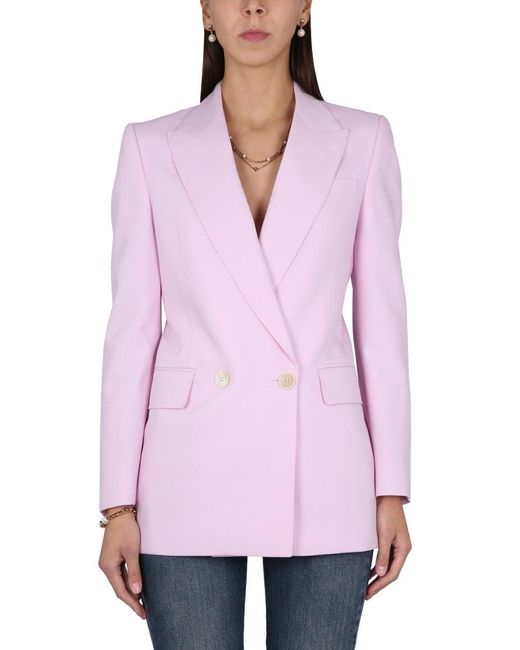 McQueen Pink Double-Breasted Outerwear Jacket For