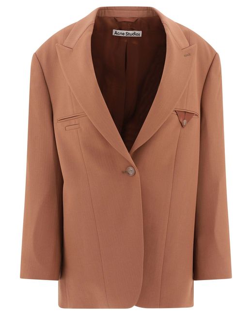 Women's Brown Single-Breasted Blazer For