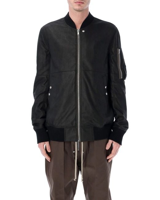 Rick Owens Black Leather Flight Jacket for men