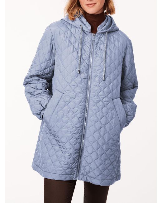 Bernardo Quilted Swing Coat in Blue Lyst