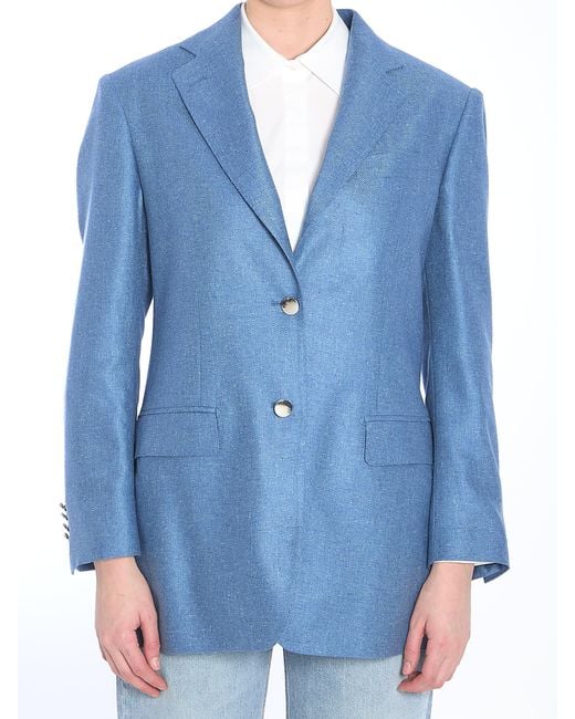 Tagliatore Blue Single-Breasted Buttoned Blazer