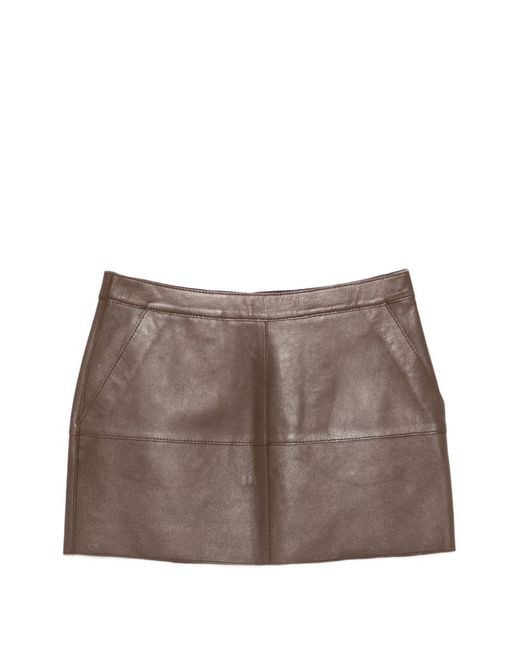 P.A.R.O.S.H. Brown Leather Mini Skirt
