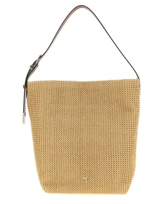 Women's White Raffia Bucket