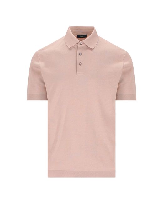 Herno Pink Cotton Polyester Short Polo for men