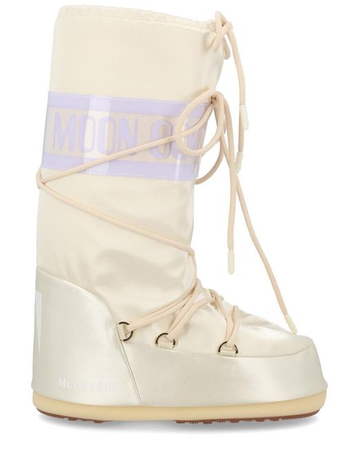 Moon Boot White Ivory Leather Boots