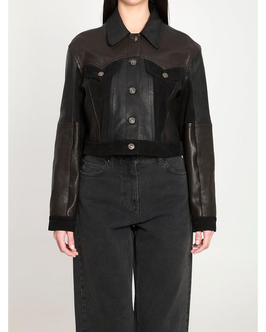 Versace Black Leather Blouson Jacket