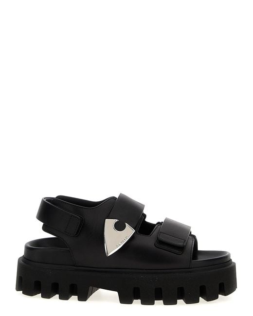 McQueen Black Leather Platform Sandals