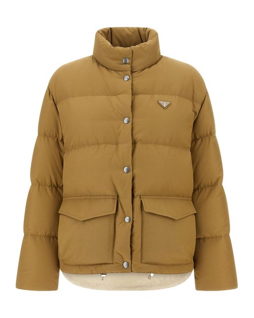 Prada Natural Triangle Logo Down Jacket