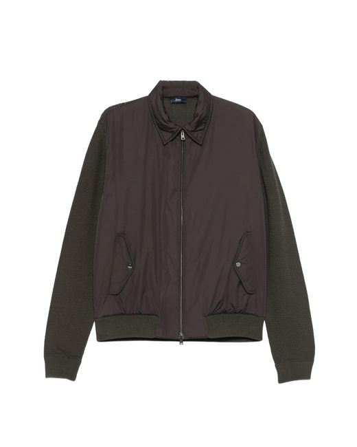 Herno Gray Moro Cotton Polyester Bomber Knit for men