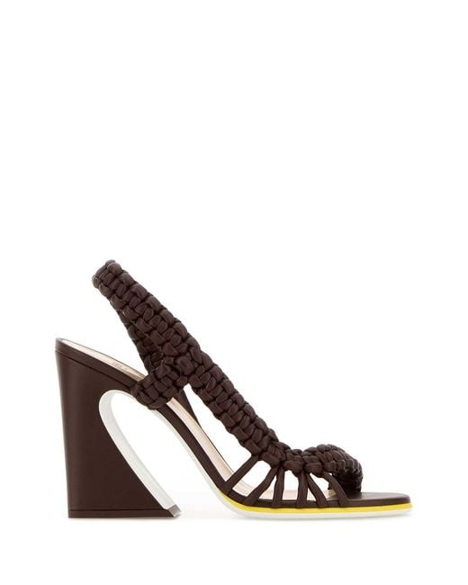 Fendi White Leather Arc Sandals