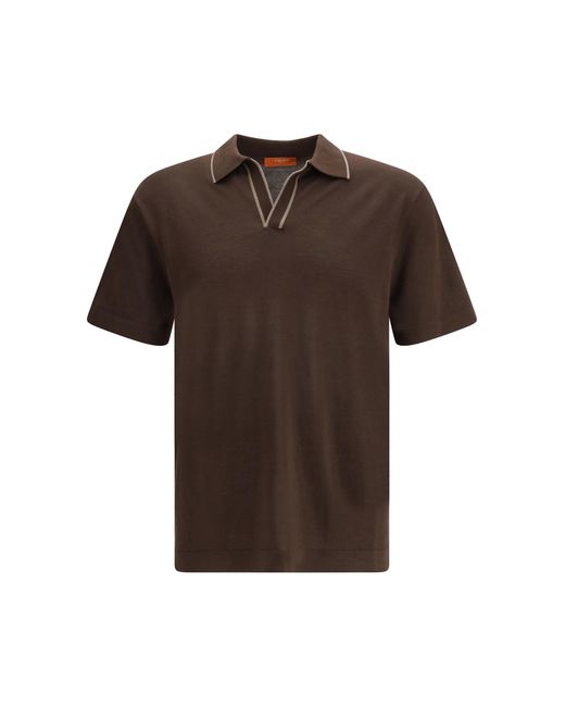 Cruna Brown Knitted Polo for men