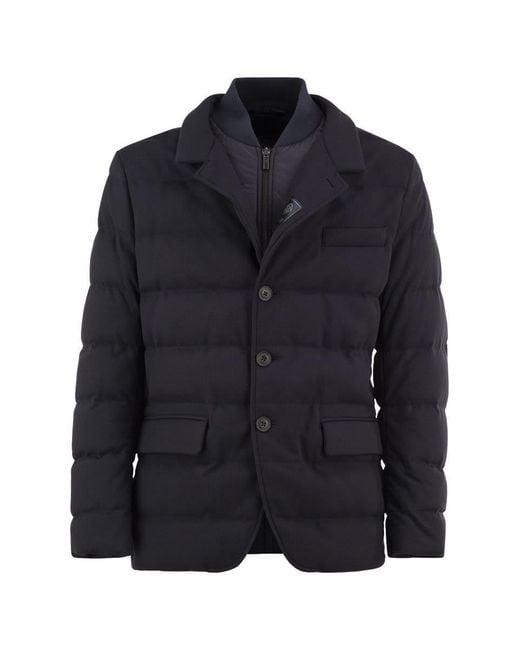 Fay Black Stretch Nylon Down Blazer for men