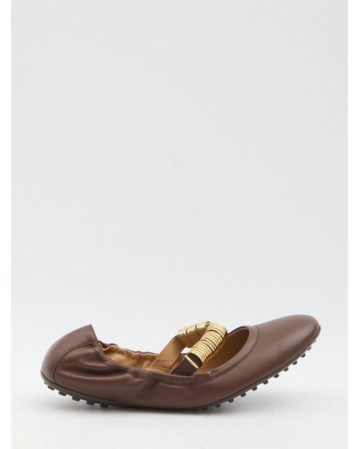 Tod's Brown Ballet Flats Wit Eyelets