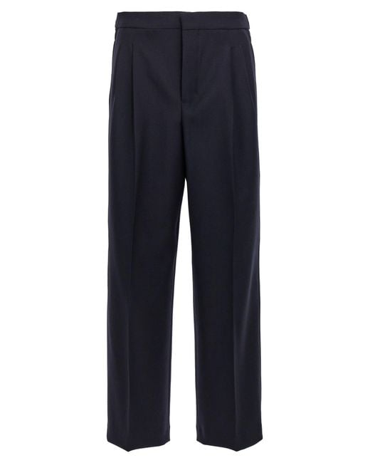 AMI Blue Front Pleat Pants for men