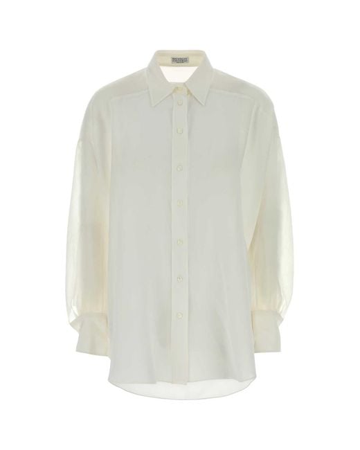 Brunello Cucinelli White Loose Solid Shirt