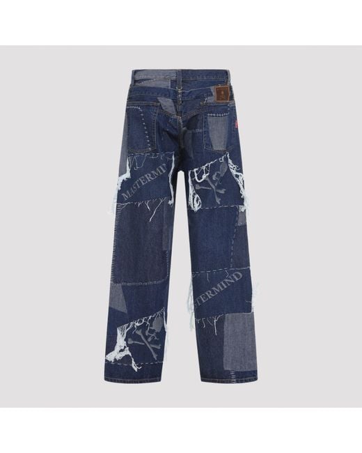 MASTERMIND WORLD Blue Patchwork Jeans for men
