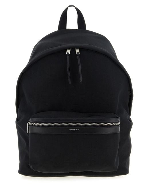 Saint Laurent Black Polyamide Backpack for men