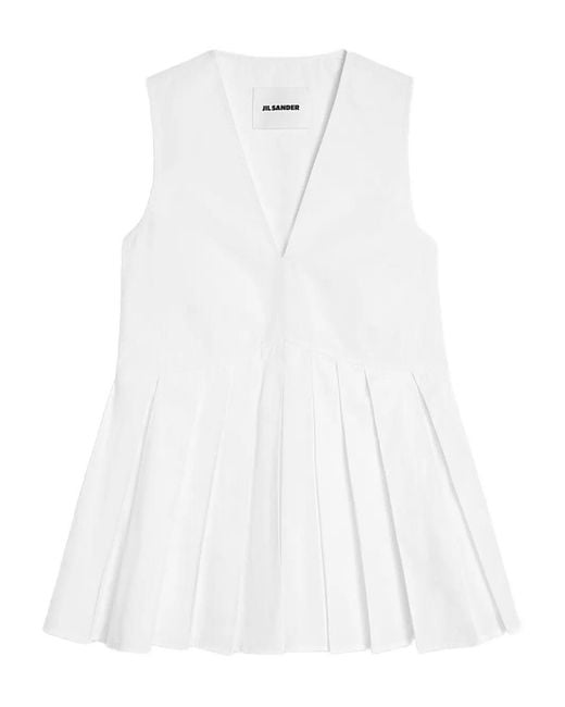 Jil Sander White Sleevesless Top