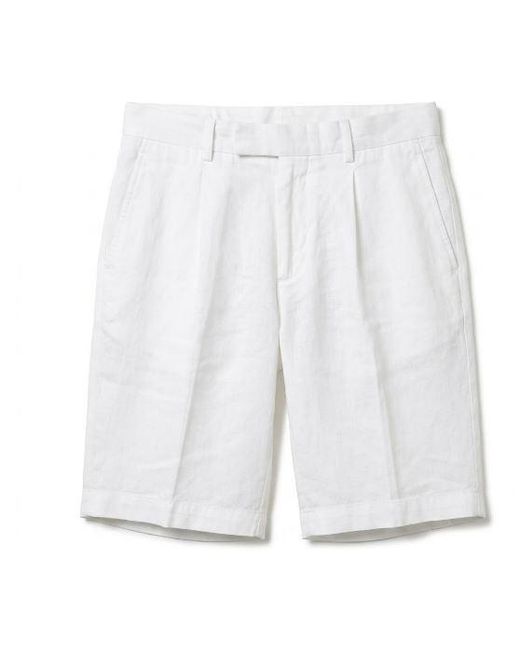 Devore White Cotton Front Pleats Shorts for men