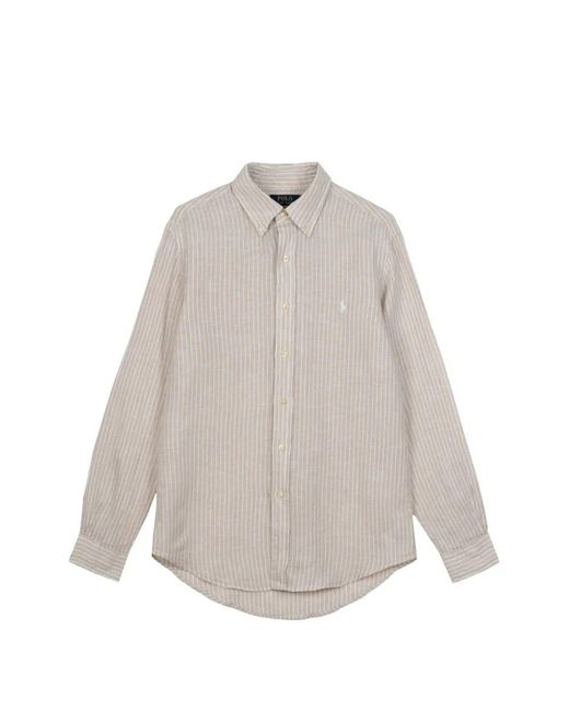 Polo Ralph Lauren Long Sleeves Sport Stripes Shirt in White | Lyst