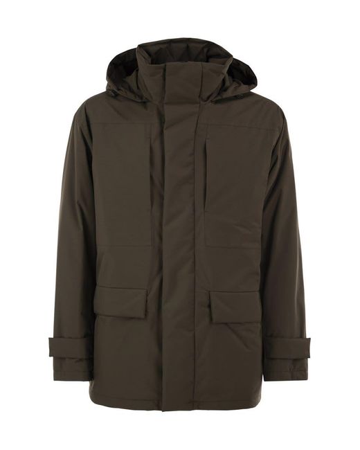Herno Black Technical Hooded Padded Parka for men