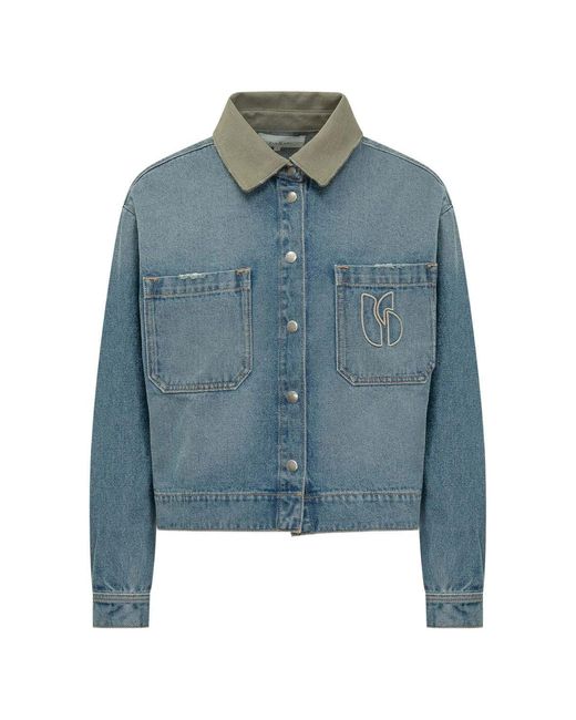 Ba&sh Blue Vigilio Denim Jacket Khaki Collar