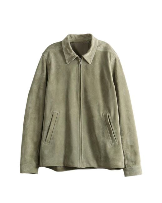 Rick Owens Green Suede Zip-Up Jacket for men
