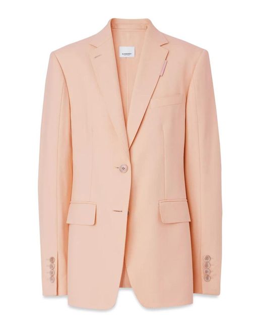 Burberry Pink Notched Lapel Wool Jacket