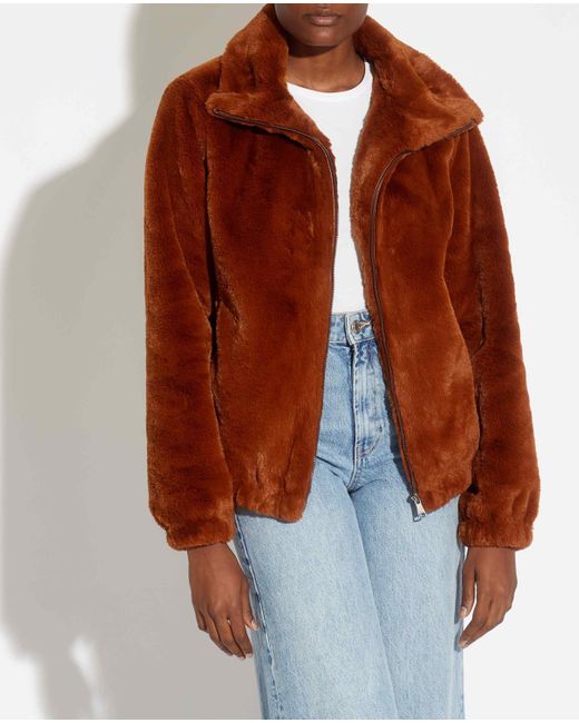 Magaschoni Faux Fur Jacket in Brown | Lyst