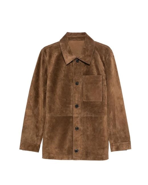 Yves Salomon Brown Buttoned Suede Jacket for men