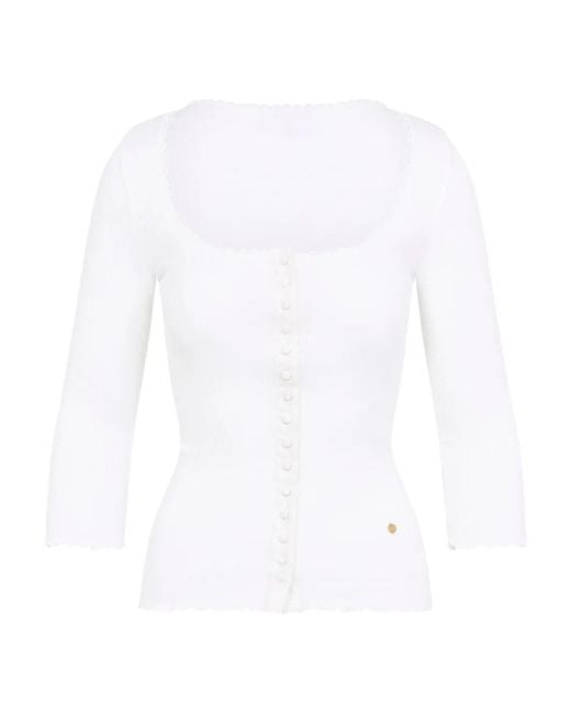 Chloé White Cotton Ribbed Cardigan