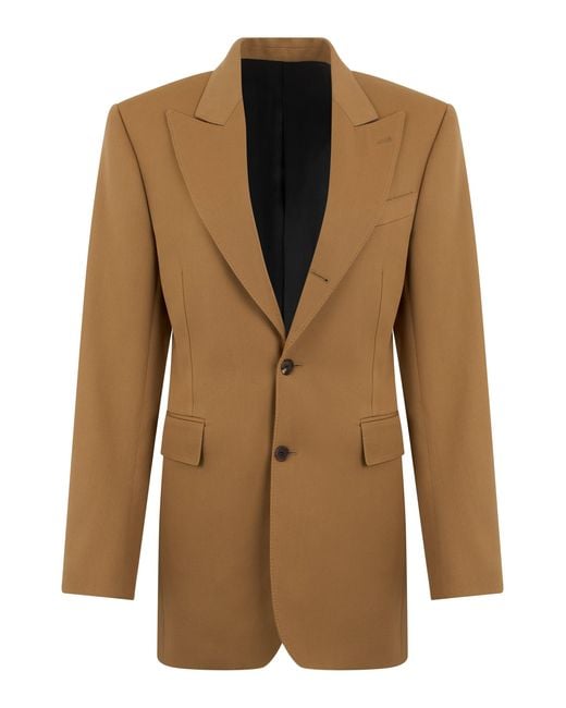 Céline Brown Elegant Double-Breasted Jacket With Diagonal Pattern