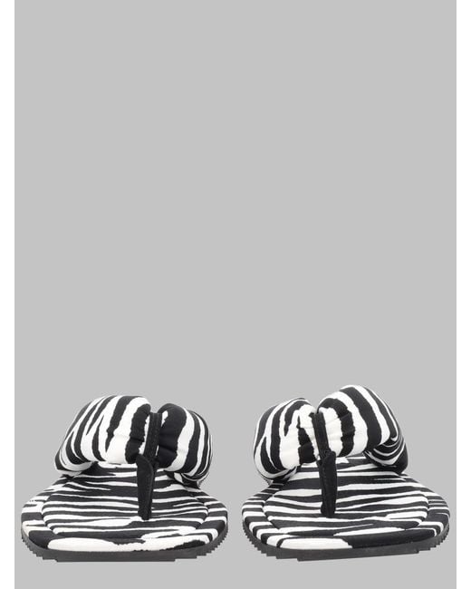 The Attico Metallic Zebra Print Thong Sandals With Bow Detail
