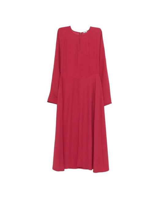 Joseph Red A-Line Dress With Long Sleeves