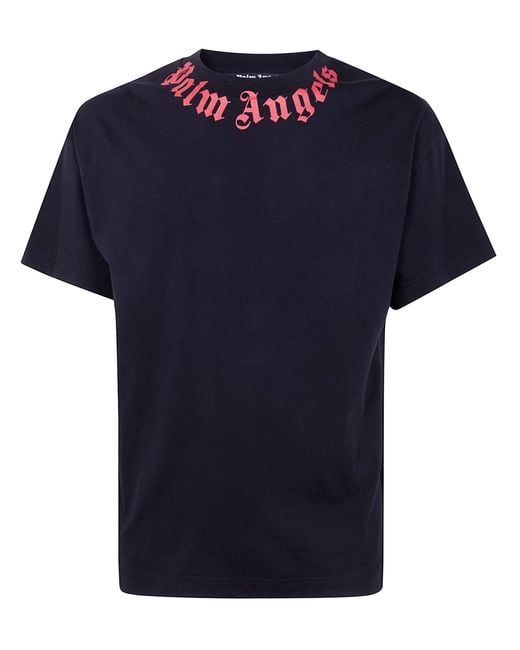 Men's Blue Neck Logo Regular Tee