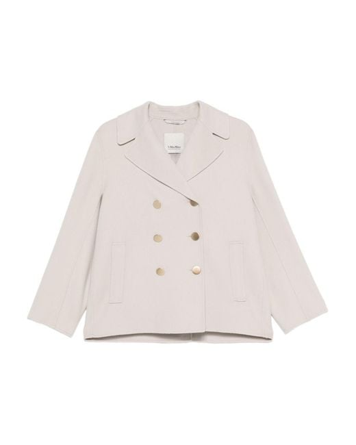Women's White Light Double-Breasted Notched Jacket