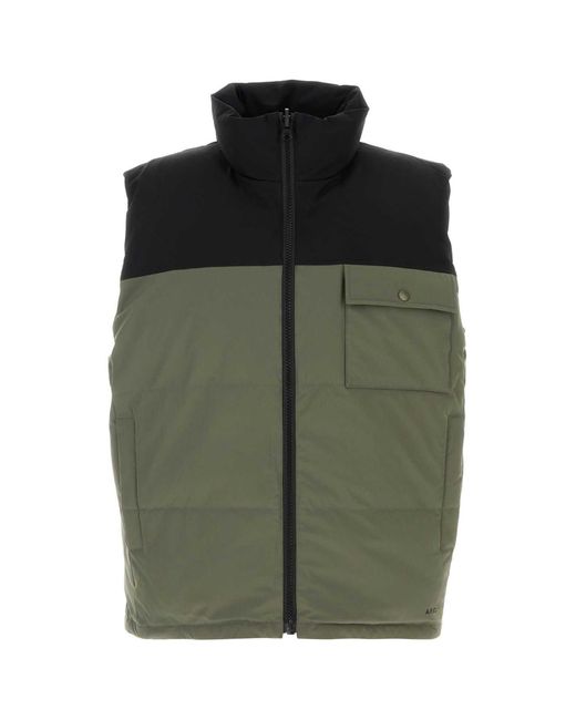 A.P.C. Green Two-tone Stretch Polyester Doudoune Padded Jacket for men