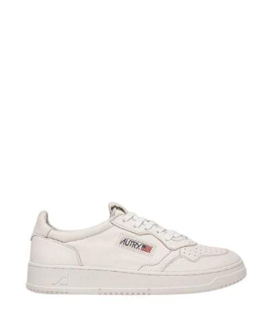 Autry White Calf Leather Perforated Detail Sneakers