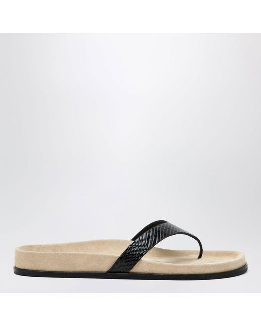 Totême Brown Lizardeffect Leather Flipflops