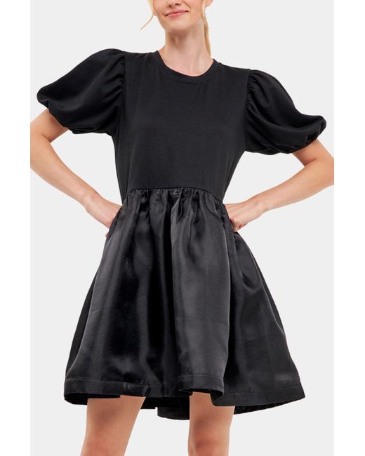 English Factory Mixed Media Organza Mini Dress in Black Lyst