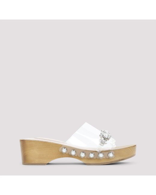Simone Rocha White Scalopped Wooden Clog Sandals