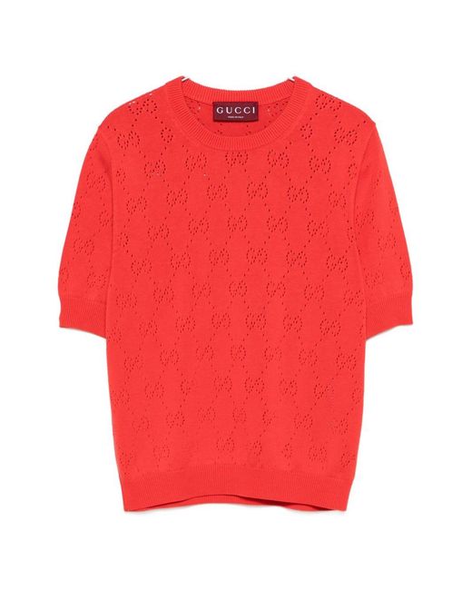Gucci Red Gg Cotton Sweater