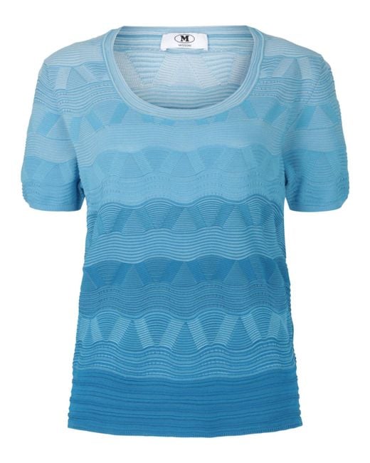 Missoni Blue Wave-Pattern Knit Sweater