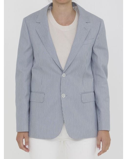 Céline Blue Structured Single-Breasted Jacket