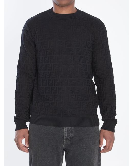 Fendi Blue Ff Monogram Pullover for men