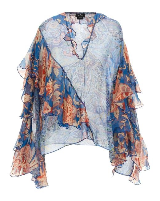 Etro Blue Chiffon Blouse