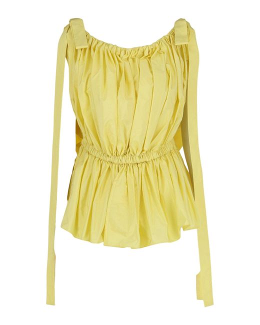 McQueen Yellow Pleated Gathered Top