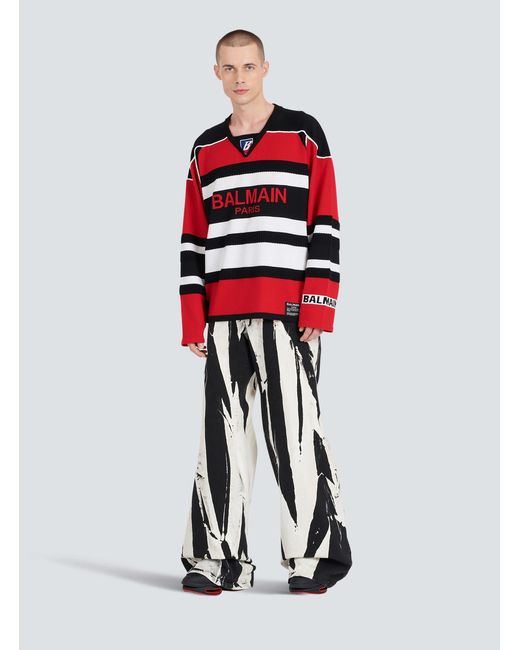 Balmain Red Boxy Sweater for men