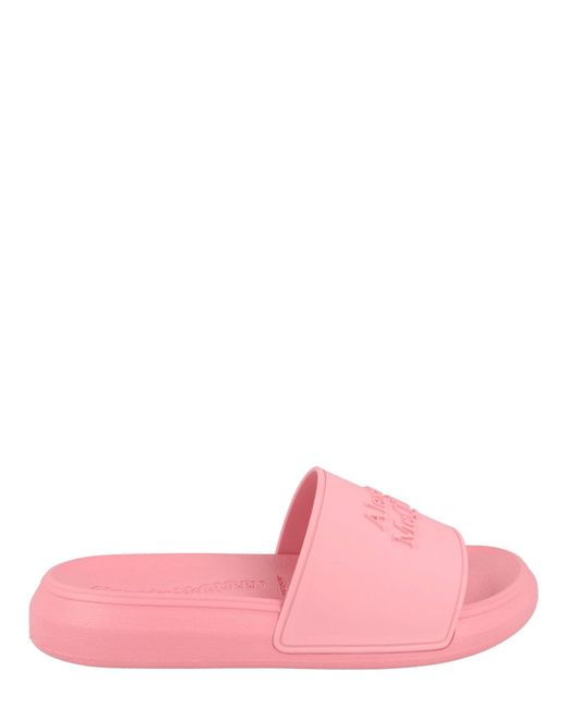 McQueen Pink Embossed Logo Slides