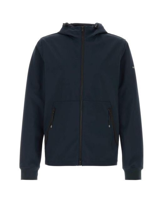 Woolrich Blue Soft Shell Zip-Up Jacket for men